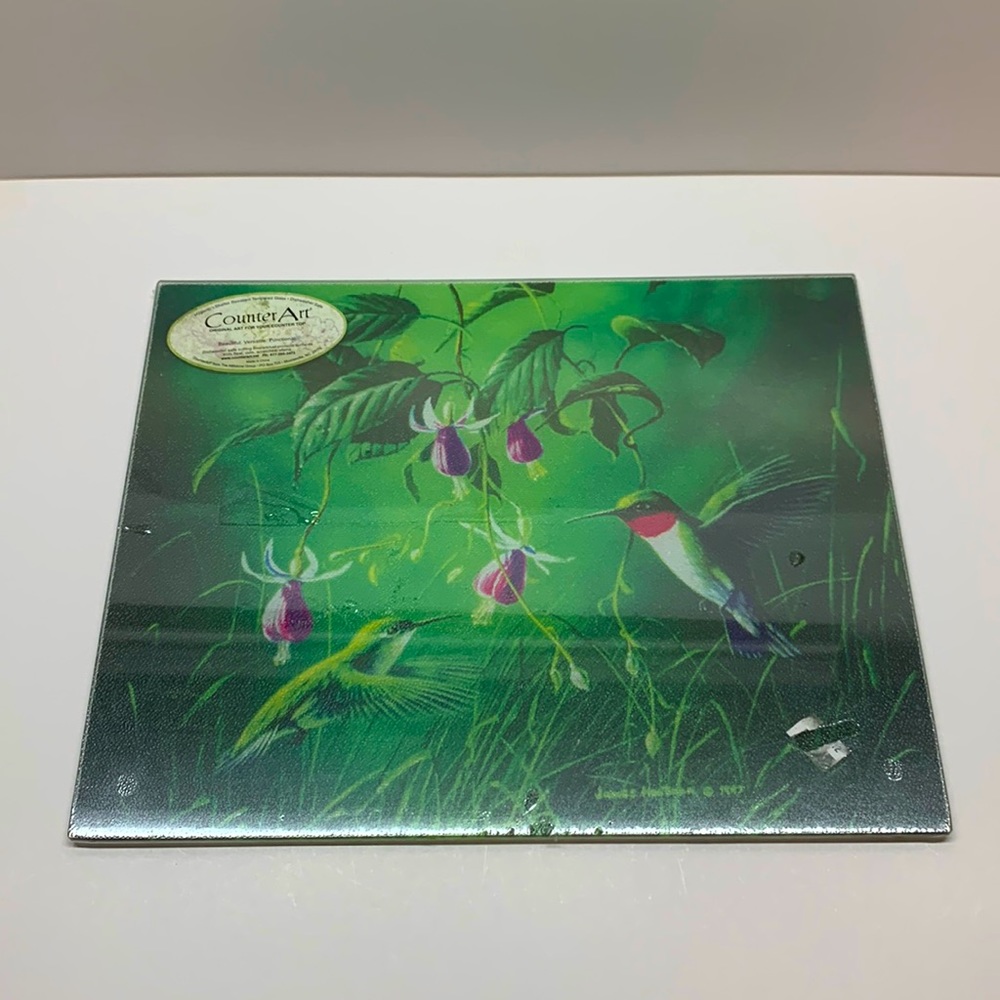 Counter Art glass Cutting Board Hummingbirds new